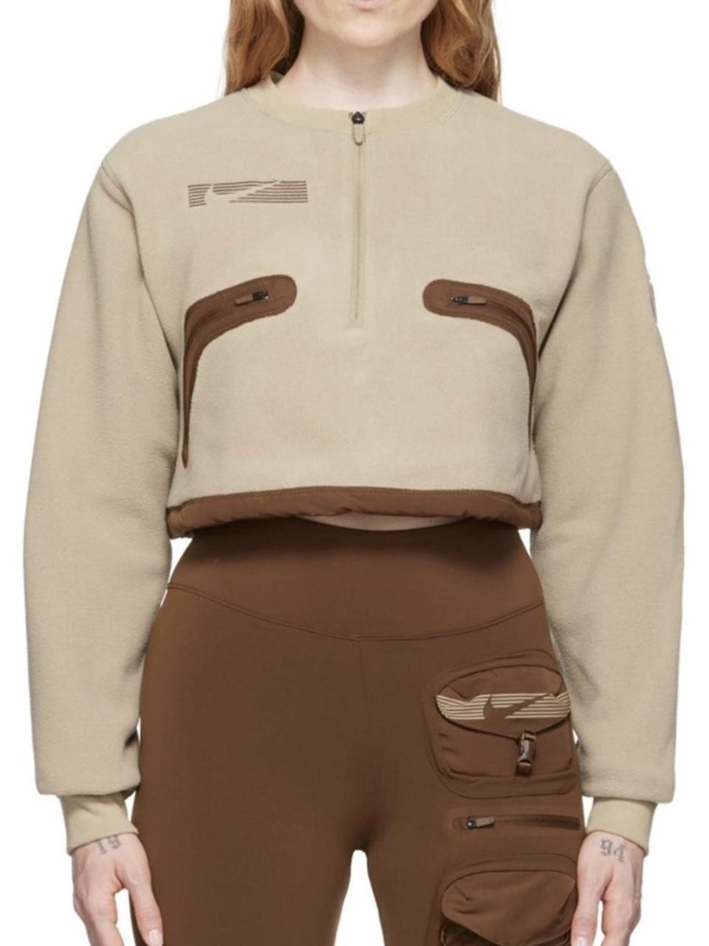 Nike x Travis Scott Cactus Jack Crop Polartec 1/4 Zip Fleece Khaki Sweater Large